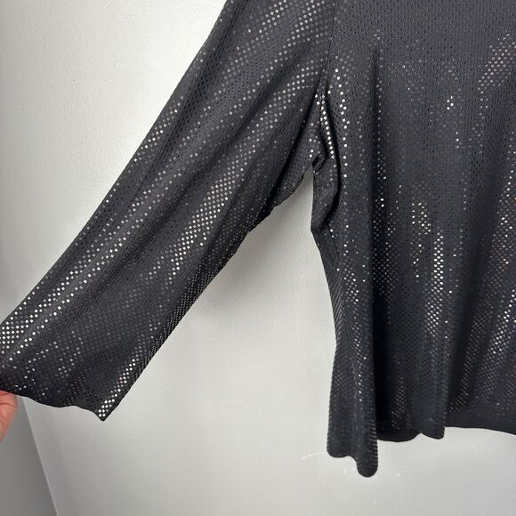 St. John Caviar Boat Neck Black Shimmer Top Womens XL - Picture 3 of 5